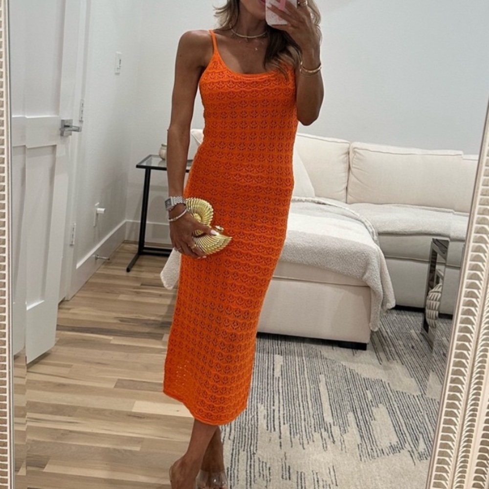 Orange Crochet Maxi Dress